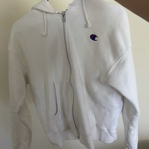 White champion zip up hoodie
